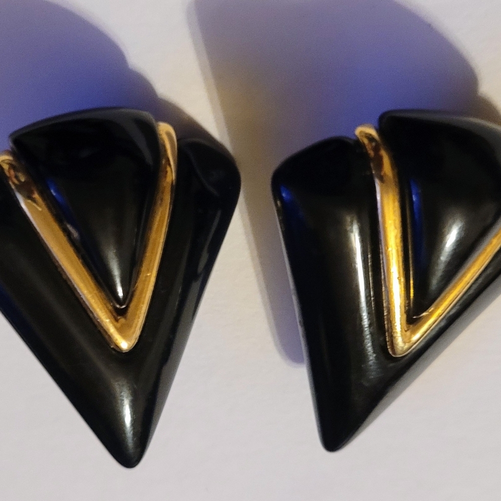 Napier Triangle W Accent Gold Pierced 1.5 Earrings